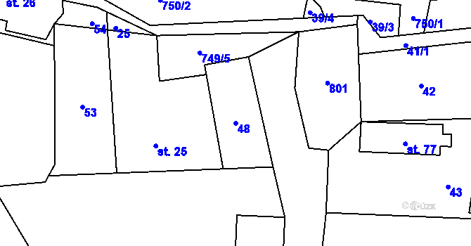Parcela st. 48 v KÚ Hokov, Katastrální mapa