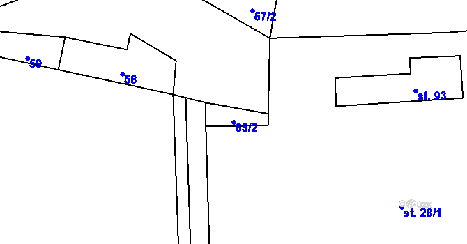 Parcela st. 65/2 v KÚ Hokov, Katastrální mapa