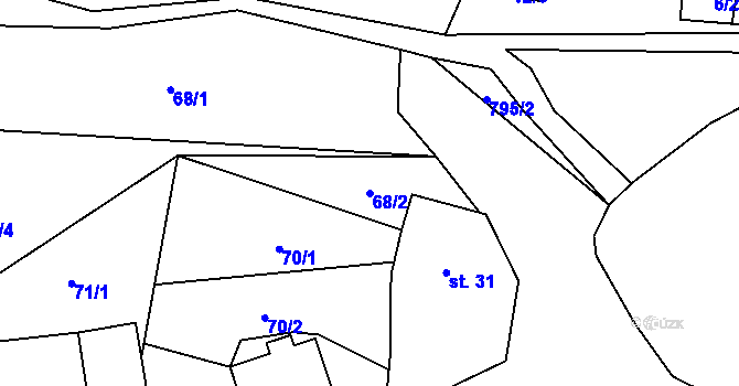Parcela st. 68/2 v KÚ Hokov, Katastrální mapa