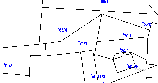 Parcela st. 71/1 v KÚ Hokov, Katastrální mapa