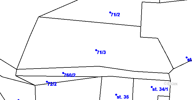Parcela st. 71/3 v KÚ Hokov, Katastrální mapa