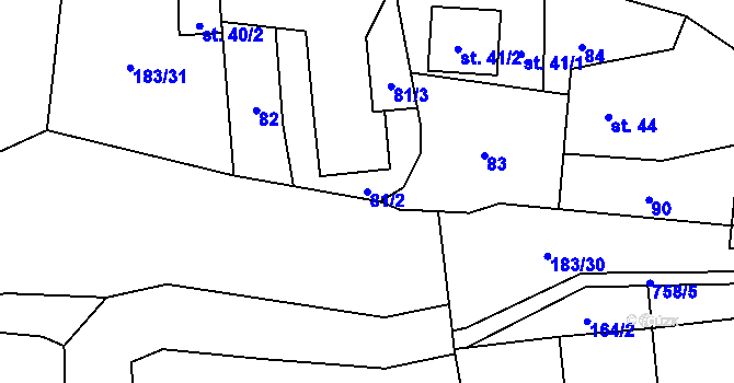 Parcela st. 81/2 v KÚ Hokov, Katastrální mapa
