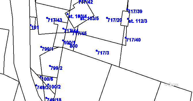 Parcela st. 717/3 v KÚ Hokov, Katastrální mapa