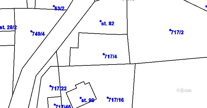 Parcela st. 717/4 v KÚ Hokov, Katastrální mapa
