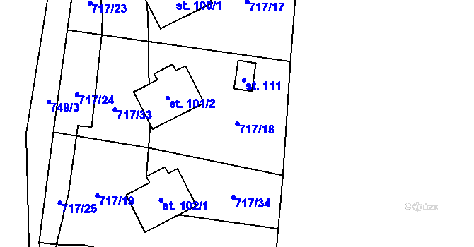 Parcela st. 717/18 v KÚ Hokov, Katastrální mapa