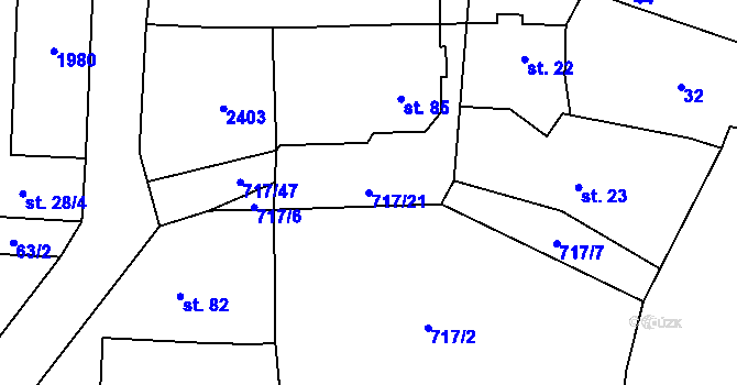 Parcela st. 717/21 v KÚ Hokov, Katastrální mapa