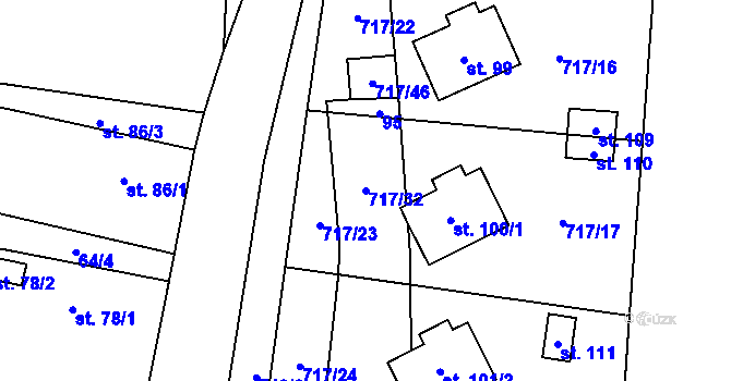 Parcela st. 717/32 v KÚ Hokov, Katastrální mapa