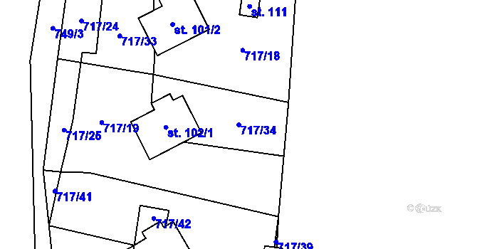 Parcela st. 717/34 v KÚ Hokov, Katastrální mapa