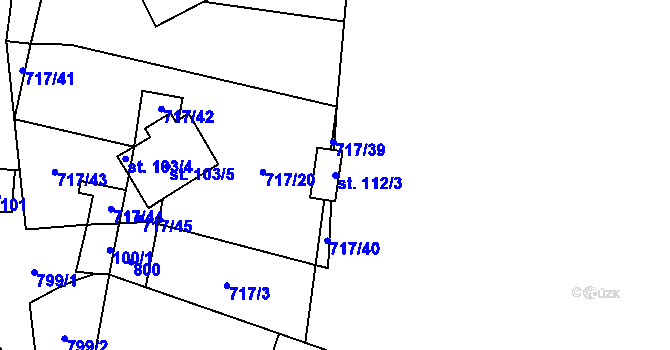 Parcela st. 112/3 v KÚ Hokov, Katastrální mapa