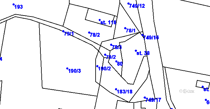 Parcela st. 79/2 v KÚ Hokov, Katastrální mapa