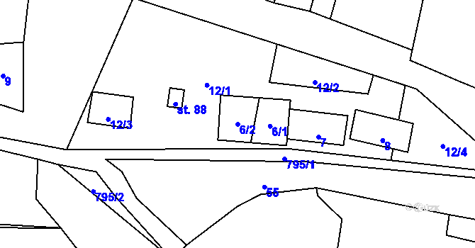 Parcela st. 6/2 v KÚ Hokov, Katastrální mapa
