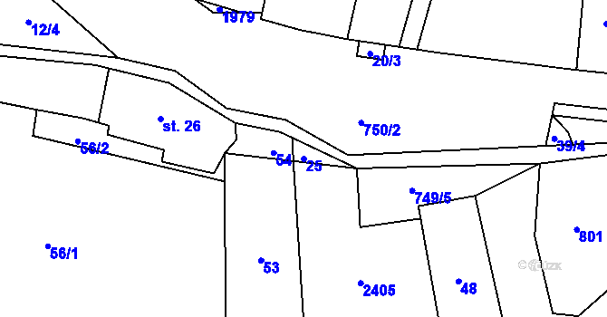 Parcela st. 25 v KÚ Hokov, Katastrální mapa