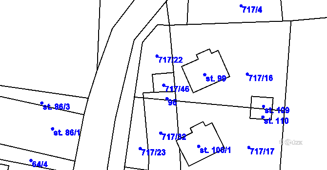 Parcela st. 717/46 v KÚ Hokov, Katastrální mapa