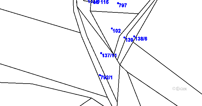Parcela st. 137/11 v KÚ Hokov, Katastrální mapa