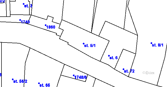 Parcela st. 5/1 v KÚ Hořovičky, Katastrální mapa