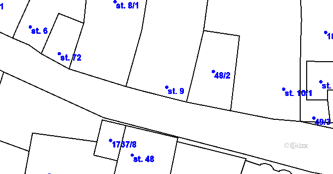Parcela st. 9 v KÚ Hořovičky, Katastrální mapa