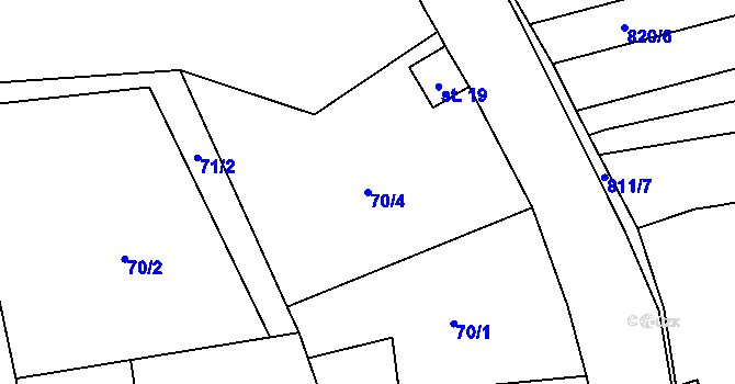 Parcela st. 70/4 v KÚ Hořovičky, Katastrální mapa