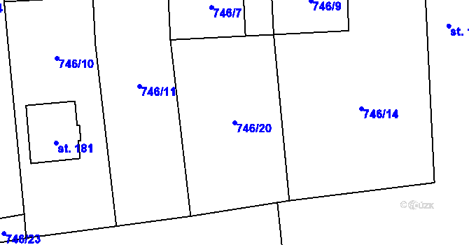 Parcela st. 746/20 v KÚ Hořovičky, Katastrální mapa