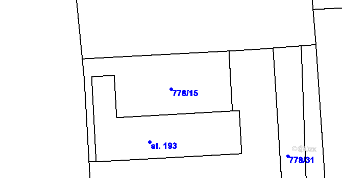 Parcela st. 778/15 v KÚ Hořovičky, Katastrální mapa