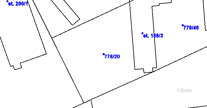 Parcela st. 778/20 v KÚ Hořovičky, Katastrální mapa