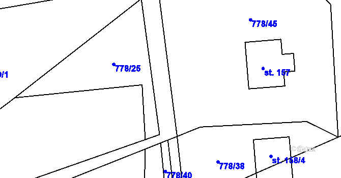 Parcela st. 778/21 v KÚ Hořovičky, Katastrální mapa