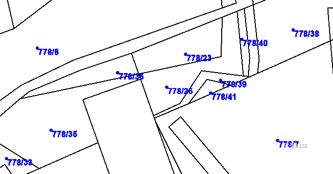 Parcela st. 778/26 v KÚ Hořovičky, Katastrální mapa