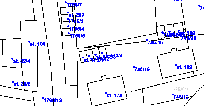 Parcela st. 173/4 v KÚ Hořovičky, Katastrální mapa