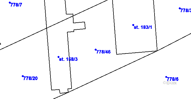 Parcela st. 778/46 v KÚ Hořovičky, Katastrální mapa