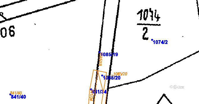 Parcela st. 1085/19 v KÚ Hořovičky, Katastrální mapa