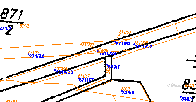 Parcela st. 1810/29 v KÚ Hořovičky, Katastrální mapa