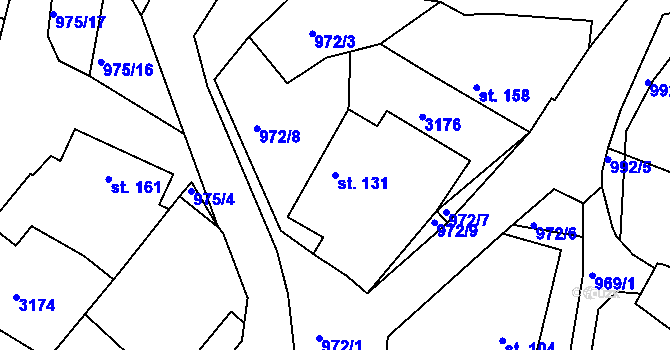 Parcela st. 131 v KÚ Dobřejovice u Hosína, Katastrální mapa