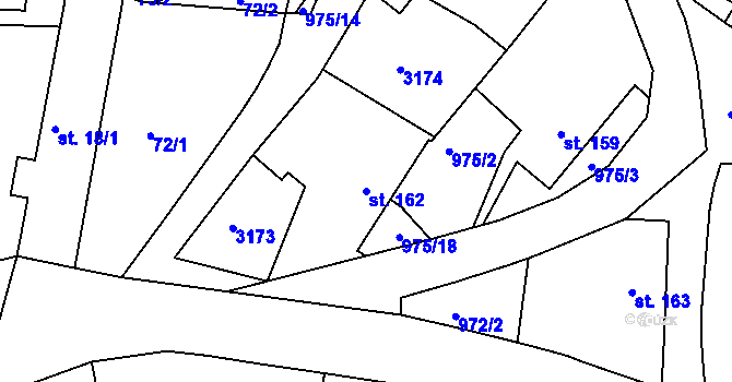 Parcela st. 162 v KÚ Dobřejovice u Hosína, Katastrální mapa
