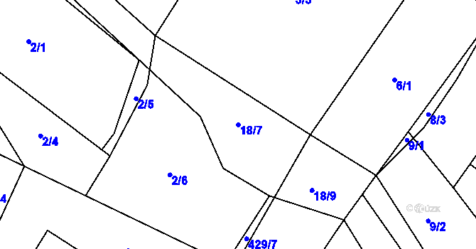 Parcela st. 18/7 v KÚ Dobřejovice u Hosína, Katastrální mapa