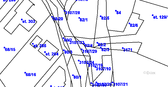 Parcela st. 82/4 v KÚ Dobřejovice u Hosína, Katastrální mapa