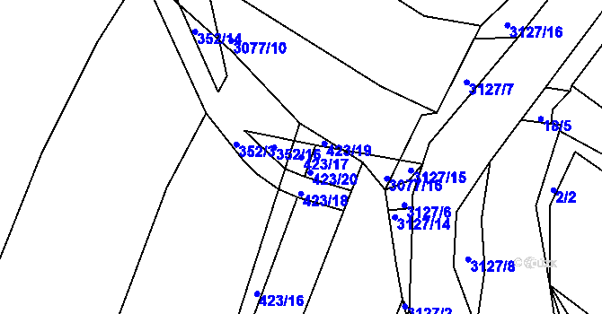 Parcela st. 423/17 v KÚ Dobřejovice u Hosína, Katastrální mapa