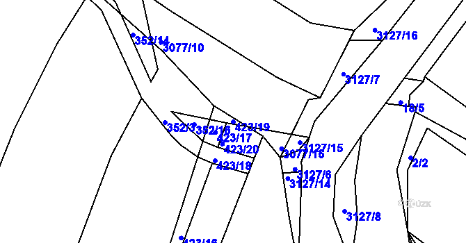 Parcela st. 423/19 v KÚ Dobřejovice u Hosína, Katastrální mapa