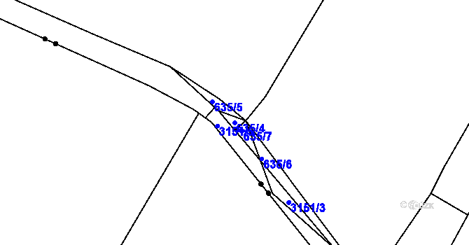 Parcela st. 635/4 v KÚ Dobřejovice u Hosína, Katastrální mapa