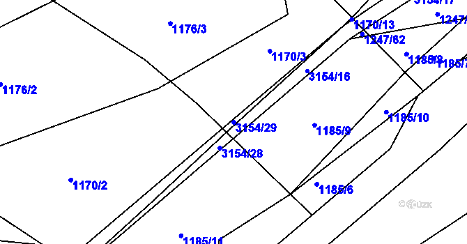 Parcela st. 3154/29 v KÚ Dobřejovice u Hosína, Katastrální mapa