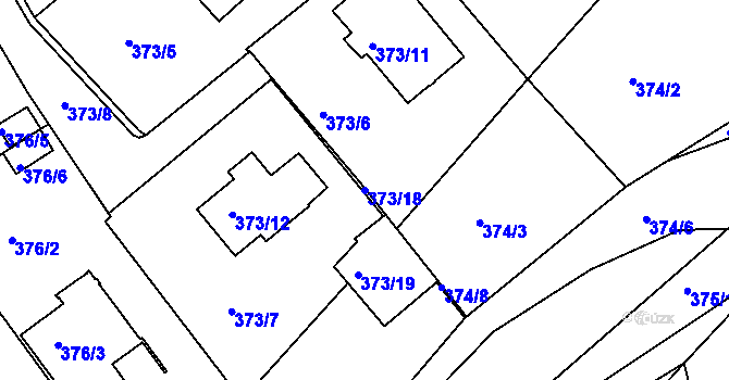 Parcela st. 373/18 v KÚ Hosín, Katastrální mapa