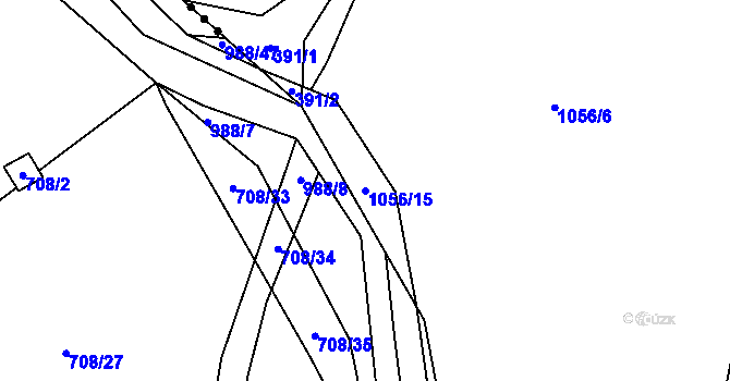 Parcela st. 1056/15 v KÚ Hosín, Katastrální mapa