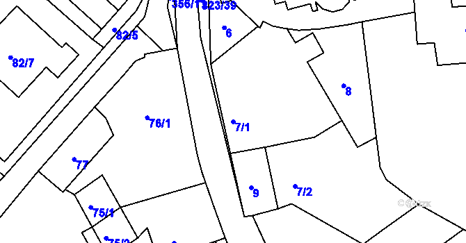 Parcela st. 7/1 v KÚ Hosín, Katastrální mapa