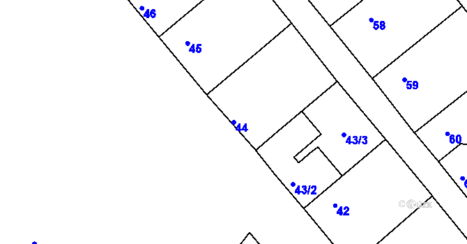 Parcela st. 44 v KÚ Hosín, Katastrální mapa