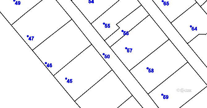 Parcela st. 50 v KÚ Hosín, Katastrální mapa