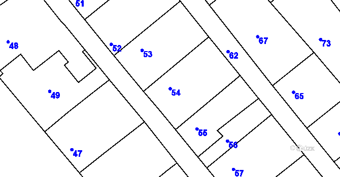Parcela st. 54 v KÚ Hosín, Katastrální mapa