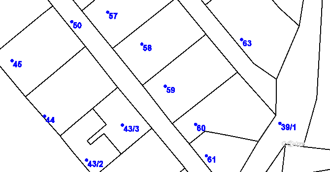 Parcela st. 59 v KÚ Hosín, Katastrální mapa