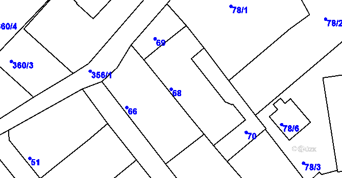 Parcela st. 68 v KÚ Hosín, Katastrální mapa