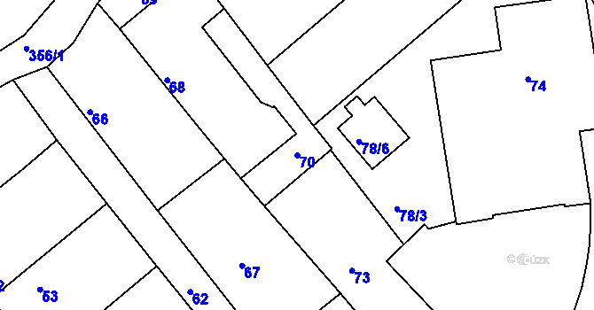 Parcela st. 70 v KÚ Hosín, Katastrální mapa