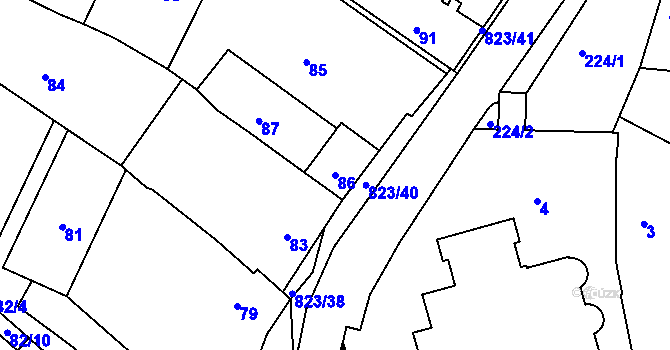 Parcela st. 86 v KÚ Hosín, Katastrální mapa