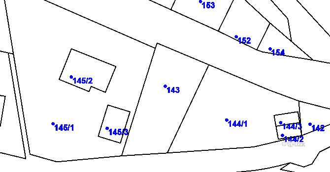 Parcela st. 143 v KÚ Hosín, Katastrální mapa