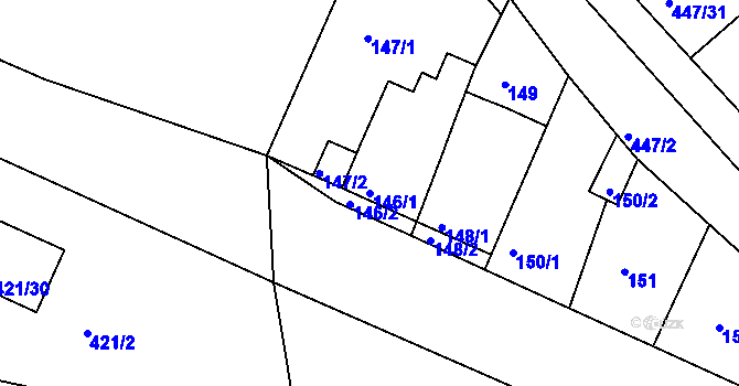 Parcela st. 146/1 v KÚ Hosín, Katastrální mapa